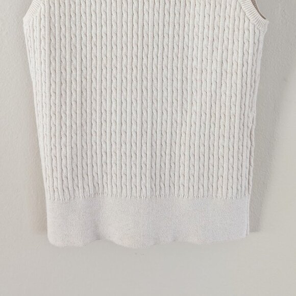 Vintage Wainscott Sleeveless Cable Knit Turtleneck Sweater Vest in Beige - M - Picture 6 of 6